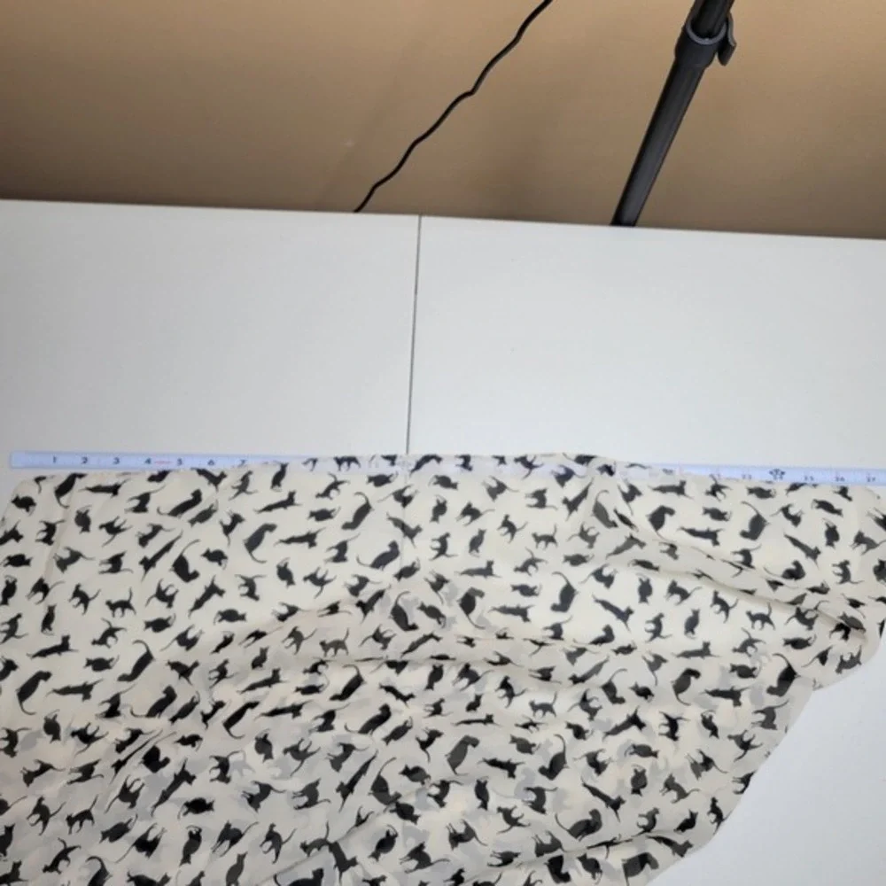 Cat Print Sheer‎ Scarf Cream Black Lightweight crazy cat lady Shawl